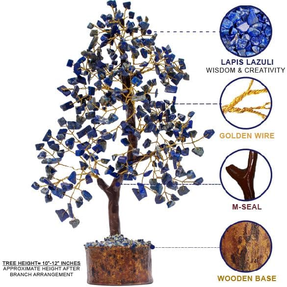 Lapis Lazuli Crystal Tree for Wisdom & Truth Décor for Home and Office | Handmade Bonsai for Communication & Clarity of Thought | Perfect Insight Gift for Loved Ones