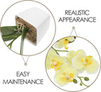Faux Orchid Flowers Artificial Phalaenopsis Orchid Plant in Yellow Plastic Pot, Real Touch Artificial Flowers for Home Decoration, Table Centerpiece, Office and Living Room Décor