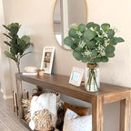 Briful Artificial Eucalyptus Stems with Baby Breath Flowers in Glass Vase with Faux Water, 14" Fake Plant Eucalyptus Leaves for Home Farmhouse Wedding Centerpiece Bathroom Décor