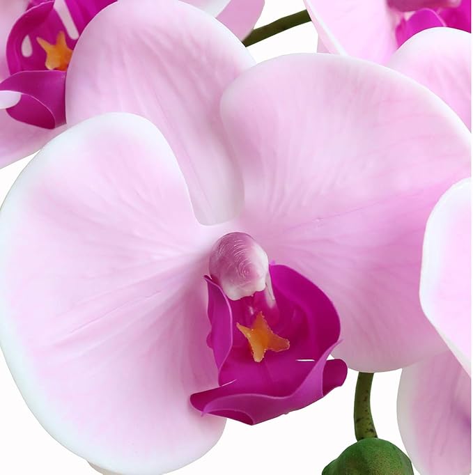 Htmeing 38 Inch Artificial Phalaenopsis Flowers Branches Real Touch (Not Silk) Orchids Flowers for Home Office Wedding Decoration,Pack of 2 (Pink)