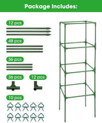 MYMULIKE 3 Pack Tomato Cages for Garden - Heavy Duty Square Tomato Plant Support Stakes, Height-Adjustable Tomato Trellis, Tomato Plant Cage for Raised Beds/Pots (Holds 50 Lbs)