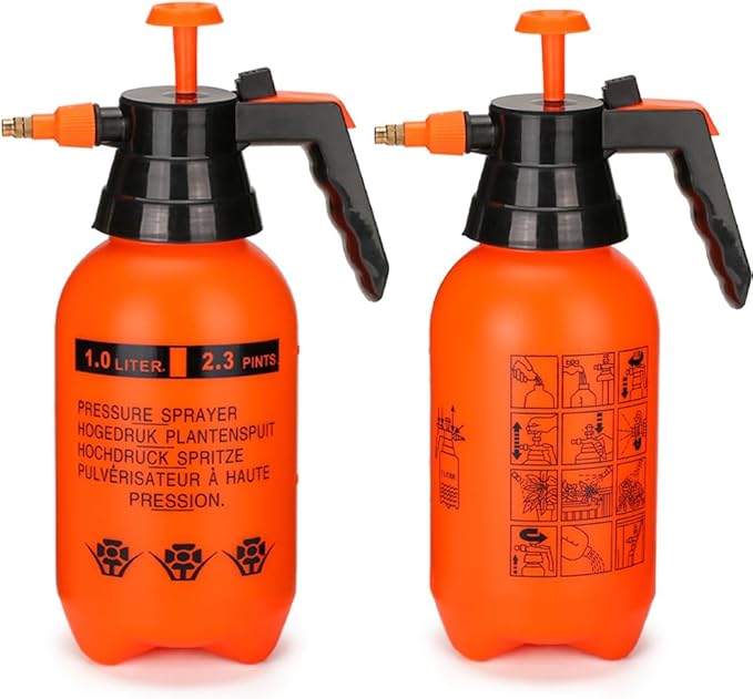 MRPAPA Pressurized Hand Sprayer - Multi-Purpose Garden Sprayer 35 Oz with Adjustable Nozzle (1L-Orange)