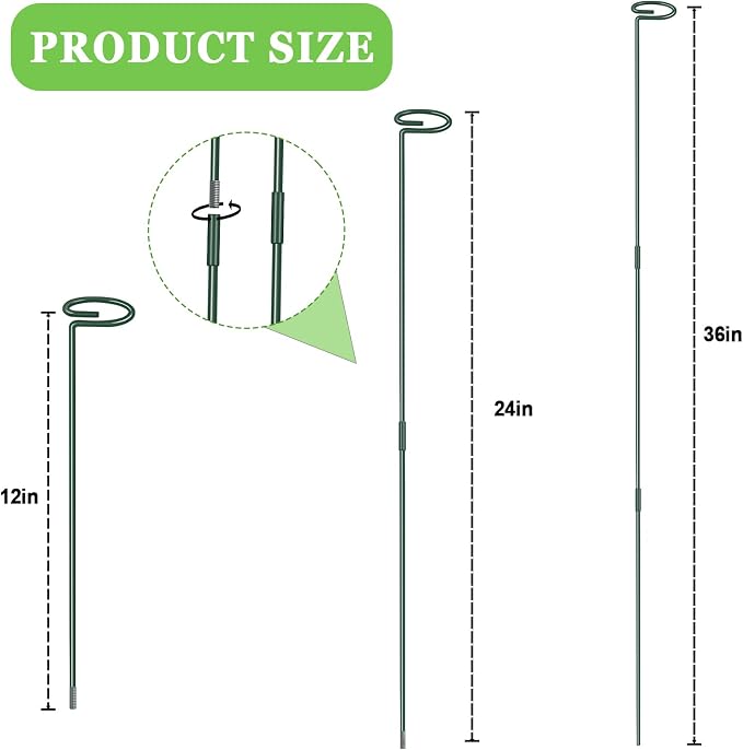 36 Inch Plant Stakes Tall, Three Sizes(12 or 24 or 36 Inch) Plant Support Stakes for Outdoor or Indoor,Garden Plant Stakes for Flowers Amaryllis Tomato Lily Peony Rose Flower Narcissus (4 Set) (8)