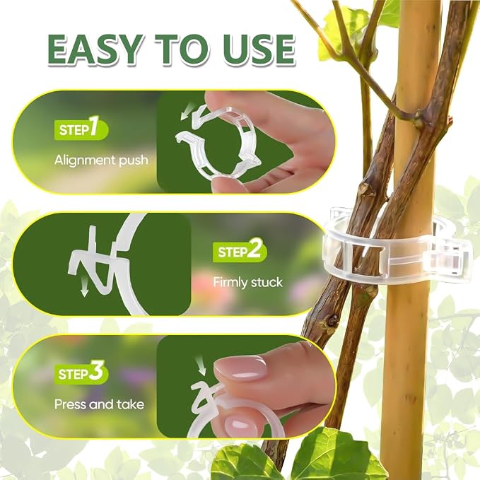 Plant Support Clips, Reusable Plastic Plant Clips for Securing Plants, Garden Clips for Climbing Plants, Plant Fixing Clips for Tomato, Grape and Vine Vegetables (50, Black)
