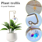 2 Pack Trellis for Potted Plants with Crystal Sun Catcher, Small Metal Garden Trellises for Climbing Plants Outdoor Indoor, Home Flower Vine Pot Plant Decor