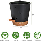 Vanslogreen Orchid Pots with Holes, 6 Inch Self Watering Orchid Pot 2 Pack Plastic Plant Pots for Orchid, Flower (Black+Brown)