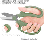 Housolution Flower Scissors, Strong Floral Shears, Premium Steel Garden Pruning Shears Floral Fruits Leaf Scissors Hand Pruner Snip Trimming Tool for Gardening Flower Arrangement, Avocado Green