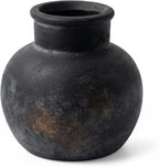 Farmhouse Table Vase, 5.7 Inch Bronze Ceramic Pot, Rustic Boho Terracotta Decor for Shelf, Mantel, Bookshelf, Living Room, Handmade Aged Look Centerpiece