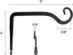 Mkono Plant Hangers Indoor, 6 Inch Metal Plant Bracket, Decorative Wall Hooks for Hanging Plants, Bird Feeder, Flower Basket, Wind Chimes, Home Outdoor Decor, 2 Pack Black