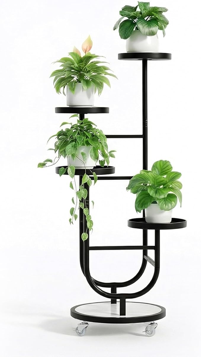 4 Tiered Tall Plant Stand, Corner Display Rack, Multi-tier Planter Holder for Indoor Living Room Balcony Garden Patio