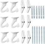 6 Sets White Ceiling Hooks for Hanging Plant, Heavy Duty Swag Toggle Hooks with Hardware (White)