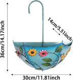 Plant Umbrellas for Outdoor Plants, Farmhouse Umbrella Shaped Wall Hanging Planter – Metal Iron Art with Drainage Holes, No-Drill Rustproof Flower Pot for Yard, Patio, Balcony