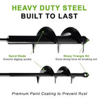 2 Pack Garden Auger Spiral Drill Bit Set - 3 x 12 Inch & 1.6 x 9 Inch with Garden Gloves, Planting Bulb, Bedding Plants, Digging Weeds Roots, Post Umbrella Hole Digger for 3/8" Hex Drive Drill