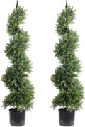 ALL SEASON GREEN 48.5'' Artificial Outdoor Plants Boxwood Topiary Spiral Front Porch Decor Tree Potted