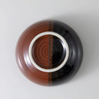 Wazakura Minoyaki Series Small Round Glazed Ikebana Flower Vase Made in Japan, Handpainted Floral Arrangement Pottery Supplies (Black and Brick Red)
