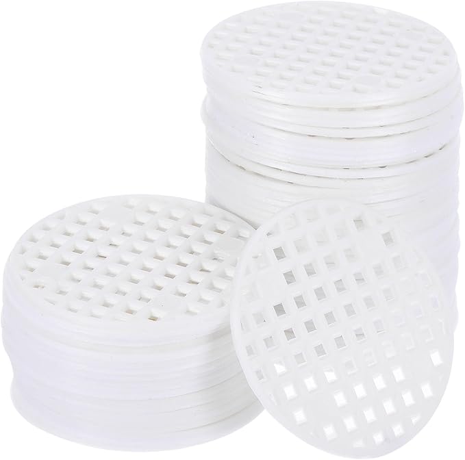 PATIKIL Flower Pot Hole Mesh Pad, 60Pcs 1.8 Inch/4.5cm Round Rigid Bonsai Drainage Mesh Grid Screen Bottom Grid Mat for Garden, White