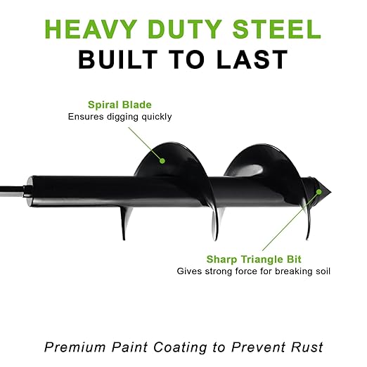 Auger Drill Bit for Planting 3 x 12 Inch, Garden Spiral Drill Bit Bulb Planter Tool Drill Auger for Planting Bulb, Bedding Plant, Post or Umbrella Hole Digger for 3/8" Hex Drive