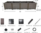 Large Planters for Outdoor Plants Raised Garden Bed Kit Rectangular Elevated Plastic Garden Boxes for Gardening Vegetables Flowers in Backyard Patio Balcony