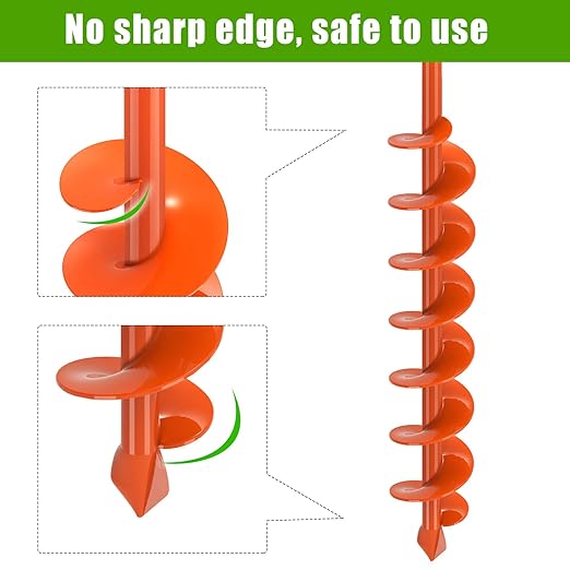 Insaga Auger Drill Bit for Planting 2x32 Inch, Heavy Duty Garden Earth Auger with Safety Edges & Orange Anti-Rust Coating, Compatible with Cordless Drills for Clay/Rocky Soil/Sandy Lawn (Hex Shank)