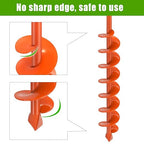 Insaga Auger Drill Bit for Planting 2x32 Inch, Heavy Duty Garden Earth Auger with Safety Edges & Orange Anti-Rust Coating, Compatible with Cordless Drills for Clay/Rocky Soil/Sandy Lawn (Hex Shank)
