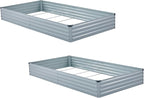 Meberam 2 Pack 8x4x1FT Galvanized Raised Garden Beds Kit Outdoor Metal Gardening Planter Box for Vegetable Elevated Flower Herbs,Gray