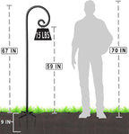 Artigarden Outdoor Shepherd Hooks 76 inch Tall for Bird Feeder (2 Packs), Adjustable Metal Garden Poles for Hanging Plants Solar Light Lantern, Bright Black
