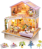 GuDoQi DIY Miniature Dollhouse Kit, Tiny House kit with Furniture and Music, Miniature House Kit 1:24 Scale, Great Handmade Gift for Birthday Christmas Day, Sweet Time House