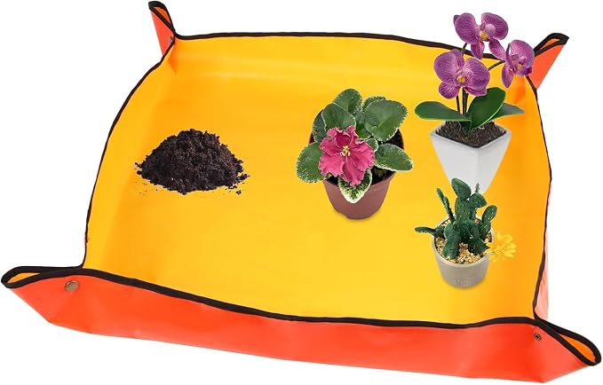 Azureblue Foldable Waterproof Plant Repotting Mat for Indoor Plants, Suitable for House Plants, Succulents, Potting Soil, Portable, Easy to Clean (Extra Large 39.4 x 39.4 (Orange))