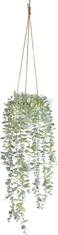 Decorative Hanging Plants for Shelf, Faux Ivy Eucalyptus Vine, Fake Greenery in White Pot with Lanyard (Full, Large Pot)