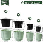 T4U 6 Inch Self Watering Pots for Indoor Plants, 6 Pack Plant Pots, Self Watering Planter for Indoor Plants, Durable Plastic Pots, Flower, Succulents (6 Pack, 6", Green)