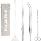 Hiceeden 4 Pcs 15 Inch Long Aquarium Aquascape Tools, Stainless Steel Aquascaping Tools Kit Include Aquarium Tweezer, Scissor, Spatula, Aquatic Plants Tool Set with Storage Pouch for Fish Tank