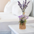 Faux Phalaenopsis Orchid Plant in Pot, Realistic Artificial Plastic Flower, Home Decoration for Living Room Office Bedroom, Potted Faux Flower with Jute Bag