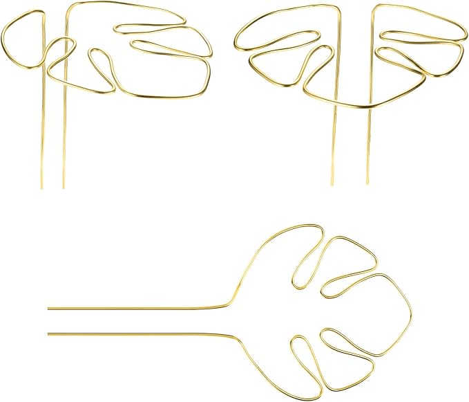 M METERXITY 3-Pack Monstera Plant Support, 11x5.9 Inch Reusable Sturdy Alloy Plant Support Stakes Unique Design for Potted Plants Flowers/Vegetables/Indoor Outdoor Climbing Plants [Gold]