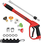 Pressure Washer Gun with Extension Replacement Wand, Power Washer Gun, M22 Fitting, 5 Nozzle Tips, 5000 PSI, 37 Inch