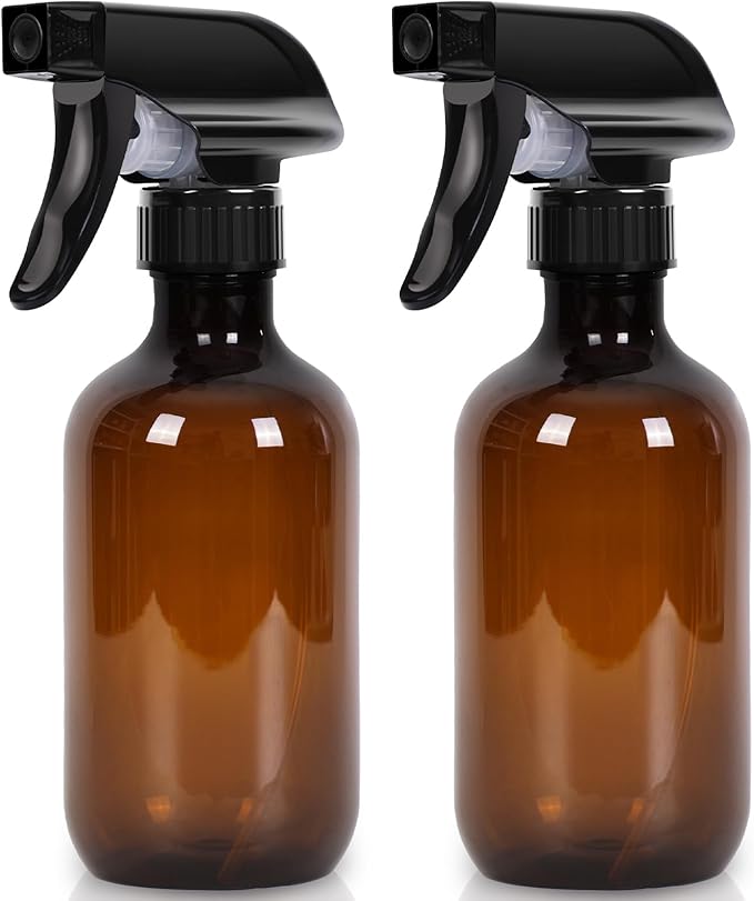 Cleaning Spray Bottles for Plants Misters for Inside, 2 Pack 10 oz Squirt, Water Spray Bottle Mist Sprayer, No Leak Hair Mister Empty with Adjustable Nozzle (Brown)