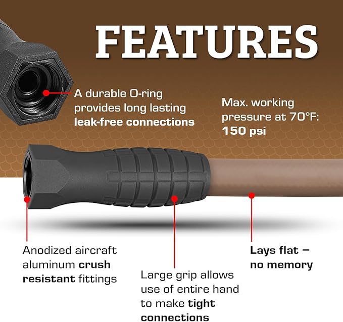 Flexzilla Colors SwivelGrip Garden Hose 5/8 in. x 10 ft., Lightweight All-Weather Water Hose, Durable and Flexible, Leak-Free Connections, Brown Mulch