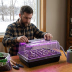 Seed Starter Tray with Grow Lights - 3-Pack 54 Cell Seedling Starter Kit, 5" Tall Humidity Dome & 2.8" Deep Cells, 96-LED Full Spectrum Plant Light with Timer/Dimmable, Reusable Germination Station