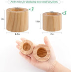 Bigmeta 6 Pcs Wood Air Plant Holder - 1.2" & 1.4" Rustic Style Airplant Display Stands for Women Gifts