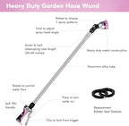 RESTMO 36”-60” Metal Watering Wand, Long Telescopic Tube | 180° Adjustable Ratcheting Head | 7 Spray Patterns | Flow Control, Perfect Garden Hose Sprayer to Water Hanging Baskets, Shrubs, Pink