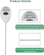 Soil Moisture Meter, Soil Moisture Monitor for House Plants, Soil Hygrometer Moisture Sensor for Indoor & Outdoor, Garden, Farm, Lawn Plant Care, No Battery Needed(White)