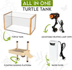 Okköbi Turtle Aquarium Kit - Aquatic Turtle Tank with Filter and Light + Turtle Basking Platform, Perfect Turtle Starter Kit for Kids, Small Turtle Tank for Baby & Juvenile Turtle