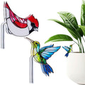CRASPIRE 2 Styles Bird Plant Decoration Hummingbird Flower Pot Suncatcher Acrylic Garden Stake Hanger Decor Blue Yellow Butterflies Catcher Hugger for Art Indoor Outdoor Patio Pots Yard Farmhouse