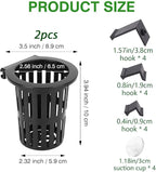 Upgraded Large Aquarium Plant Holder with Extension Hooks and Suction Cups, Aquatic Plants Cup for Tank for Fish Tank Aquaponic Plant Cultivation and Aquascape Accessories (Black-2PC)