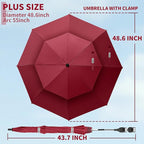 2 Pack 48.6" Double Canopy Umbrella with Clamp, UPF50+ Beach Chair Umbrella with clip, 360°Adjustable Portable Outdoor Wheelchair, Patio, Golf Carts,Camping(Not Include Chair)