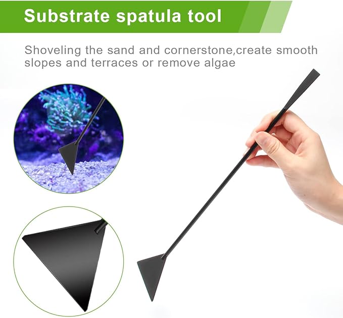 Catcan Quarium Aquascape Tools Kits, 4 in 1 Anti-Rust Aquatic Plant Aquascaping Tool Stainless Steel Black Tweezers Scissors Spatula for Aquarium Tank Clean Fish Tank Aquascape Tools Sets (black)