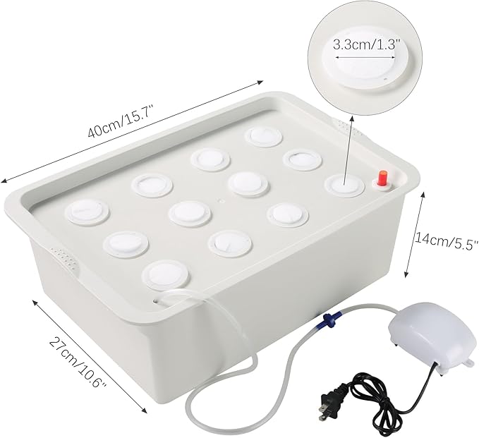 NATGAI Hydroponic System Growing Kit with Air Pump 12 Holes Soilless Cultivation Grow Box Garden Cabinet Box for Herbs, Lettuce, Vegetables