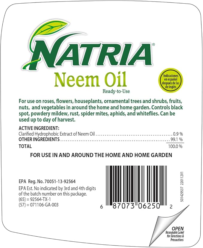 Natria Neem Oil Spray for Plants, Pest and Disease Control, 24-Ounce, Ready-to-Use, Pest Control Spray