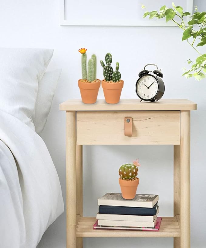 Oairse Mini Artificial Cactus Plants in Terracotta Pots 4 Pcs Potted Faux Succulents in Pots Fake Potted Plants Cactus Decor Small Artificial Plants for Home Decor Indoor Office Desk Tabletop Shelf
