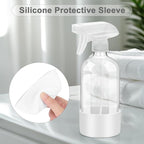 Worldgsb 2 Pack Glass Spray Bottles with Silicone Sleeve, 16 oz Empty Refillable Containers with Adjustable Spray Nozzles, Spray Bottles for Hair, Cleaning Solutions and Plants White