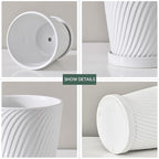 Ton Sin Plant Pots,White 6 Inch Flower Pots for Plants,Ceramic Planter with Drainage Holes,Indoor Planter Pots with Saucer,Outdoor Garden Pots (White, 4 Pack)